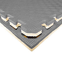 Мат татамі 30мм бежево-сірий  з бортиком, IZOLON EVA SPORT 100х100х3см