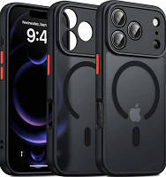 Протиударний чохол для iPhone 17 Pro Max Чорний матовий з MagSafe чохол айфон 17 про макс