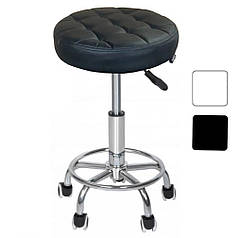 Табурет на колесах круглий Bonro B-496 чорний екошкіра для  салону кухні бару