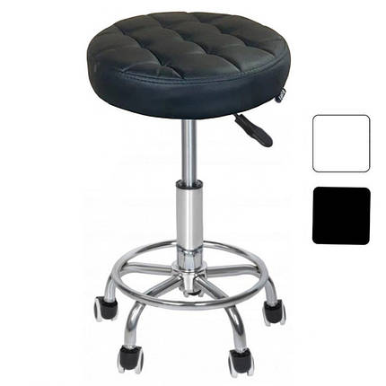 Табурет на колесах круглий Bonro B-496 чорний екошкіра для салону кухні бару, фото 1