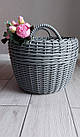 Сірий корзина з ротанга, кошик плетений зі штучного ротанга,  дровник з ручками 20 л, фото 2