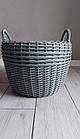 Сірий корзина з ротанга, кошик плетений зі штучного ротанга,  дровник з ручками 20 л, фото 5