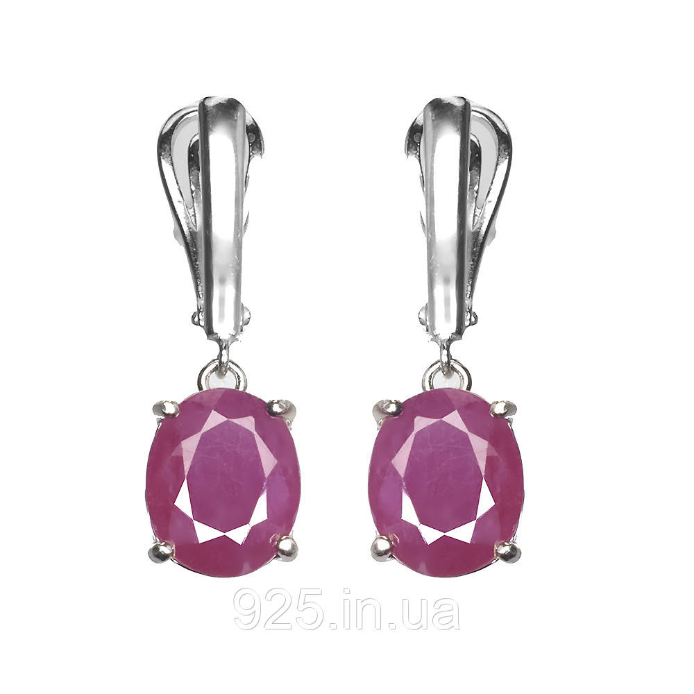 Сережки. Натуральний рубін. Срібло 925., фото 1