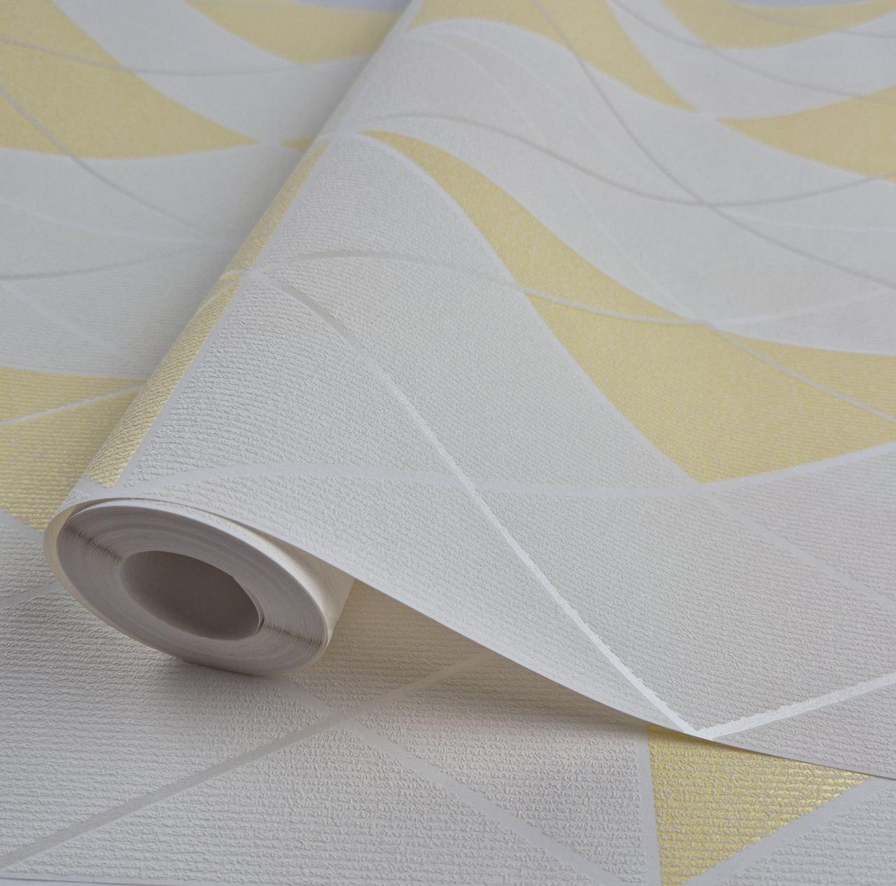 Шпалери вінілові на флізеліні 0.53 × 10.05 м Marburg 81973, біло-жовті — для спальні, кухні, дитячої, фото 1