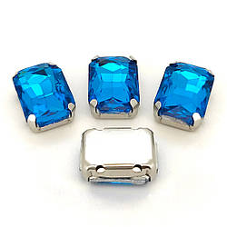 Стрази у цапах пришивні Прямокутник 6х8 мм 10 шт. Блакитний