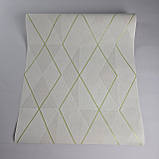 Шпалери вінілові на флізеліні 0.53 × 10.05 м Marburg 81972, молочно-бежеві з салатовими смугами — для спальні, дитячої, вітальні, фото 2