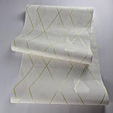 Шпалери вінілові на флізеліні 0.53 × 10.05 м Marburg 81972, молочно-бежеві з салатовими смугами — для спальні, дитячої, вітальні, фото 3