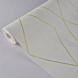 Шпалери вінілові на флізеліні 0.53 × 10.05 м Marburg 81972, молочно-бежеві з салатовими смугами — для спальні, дитячої, вітальні, фото 5