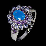 Каблучка. Натуральний опал, аметист і танзаніт. Срібло 925., фото 3