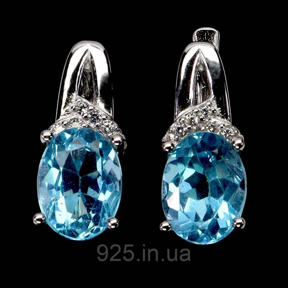 Сережки. Натуральний топаз. Срібло 925., фото 1