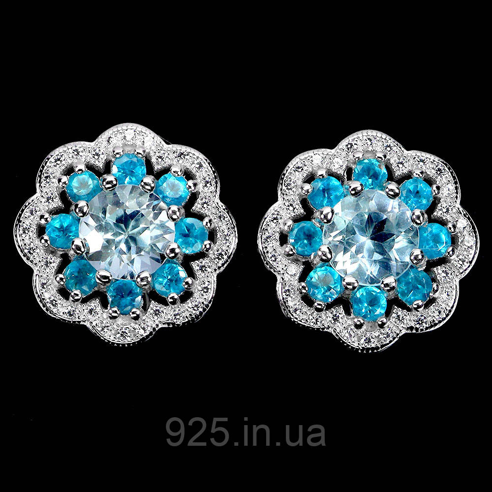 Сережки. Натуральний топаз і апатит. Срібло 925., фото 1