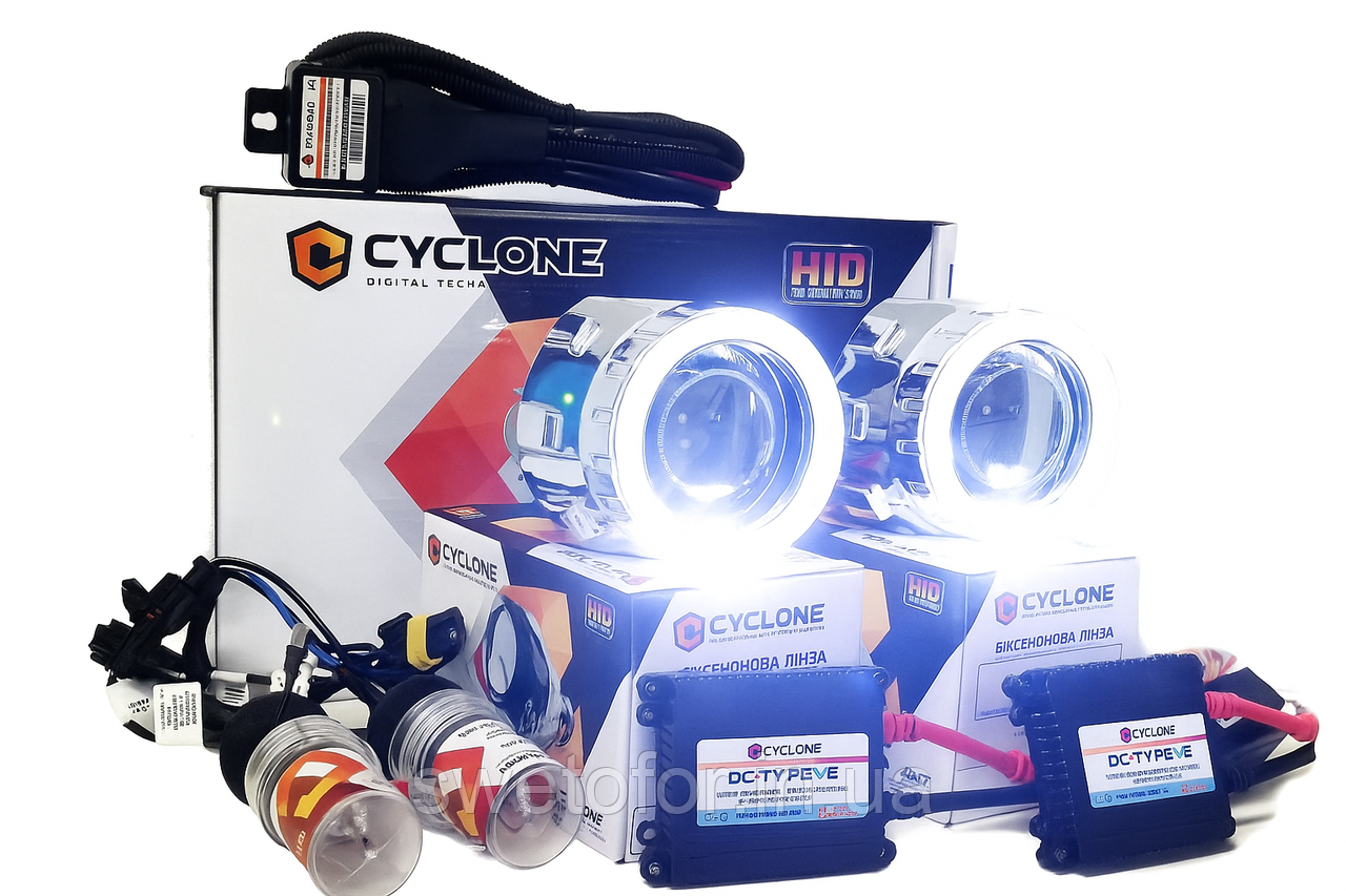 Біксенонові лінзи Cyclone G5 з ангельськими оченятами та ксенон комплект із проводкою!
