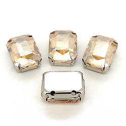 Стрази в оправі пришивні Прямокутник 10х14 мм Шампань 10 шт.
