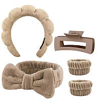 Практичний спа-набір з 5 шт. для щоденного догляду за обличчям і волоссям (темно-бежевий)