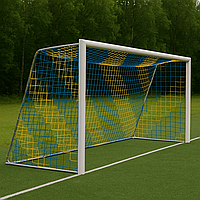 Сітка тренерувальна футбольна безвузлова «Еліт 1,5» довжина 5 м, жовто-синя (комплект з 2 шт.)