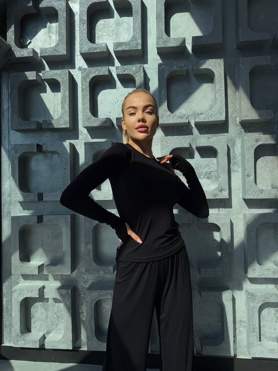 Прогулянковий костюм з віскози Модель: 1432-265 Колір: чорний, шоколад, фото 1