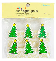 Декоративні прищіпки "Ялинки" (6 шт), розмір 3,5 см