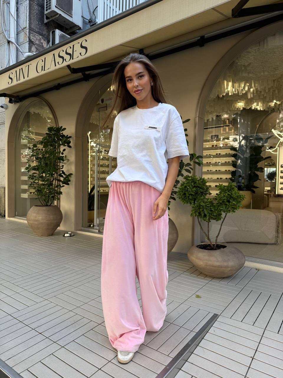 Штани оверсайз з турецького велюру Модель: 1432-279 Колір: чорний, шоколад, рожевий, фото 1