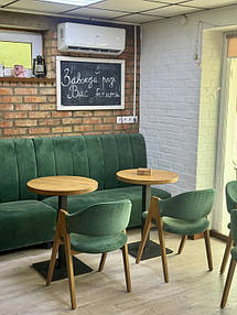 Круглий стіл з дерева ясен "Серія 2" ніжка метал для кафе, барів та ресторанів
М'який диван для кафе та ресторанів "Смугастик" з ніжками
М'який стілець "Джим" з дерева та тканини