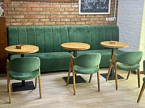 Круглий стіл з дерева ясен "Серія 2" ніжка метал для кафе, барів та ресторанів
М'який диван для кафе та ресторанів "Смугастик" з ніжками
М'який стілець "Джим" з дерева та тканини