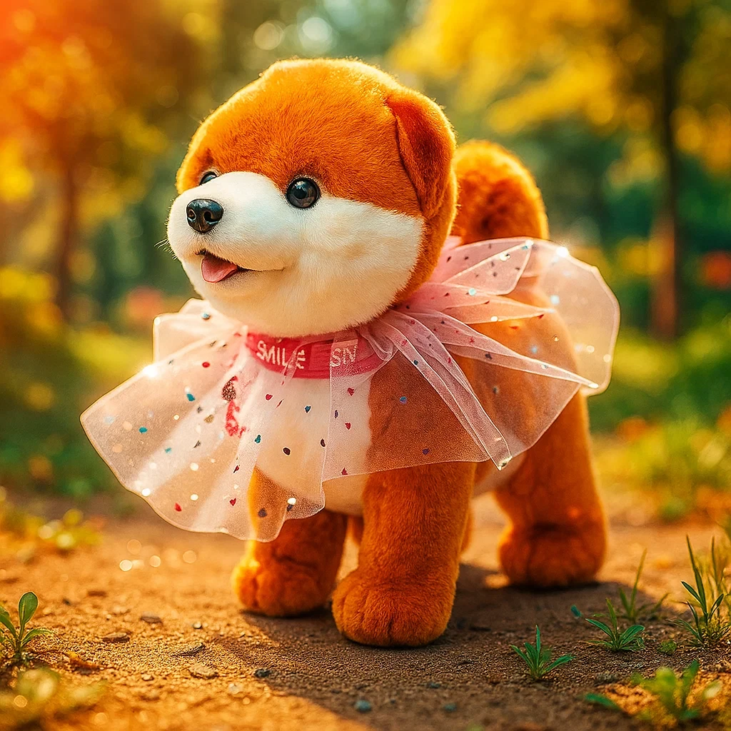 Розумна дитяча іграшка собачка інтерактивна для активного відпочинку Плюшеве цуценя реагує на дотик, ходить, гавкає на повідку, фото 1