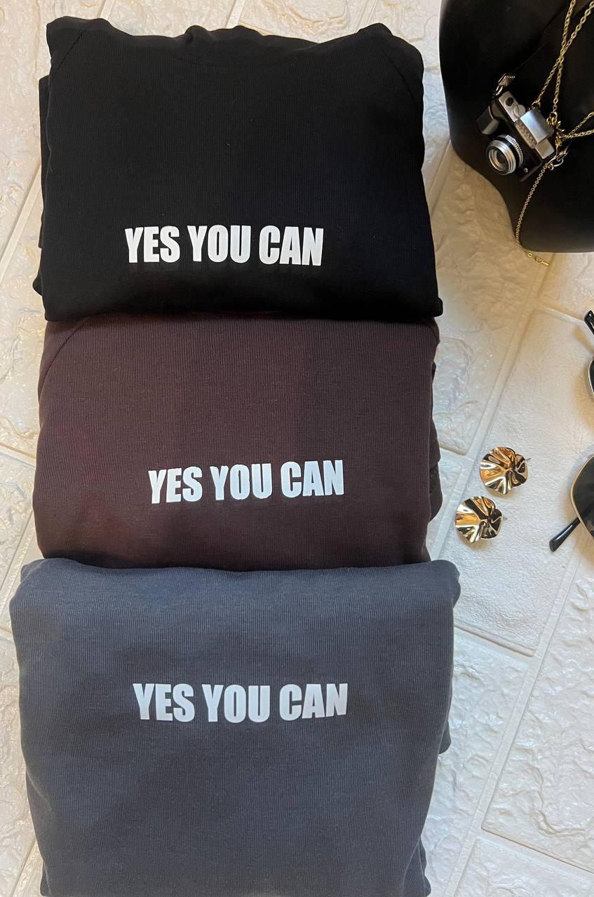 Боді «Yes you can» з джерсі з начосом Модель: 1432-227 Колір: чорний, графіт, шоколад, фото 1