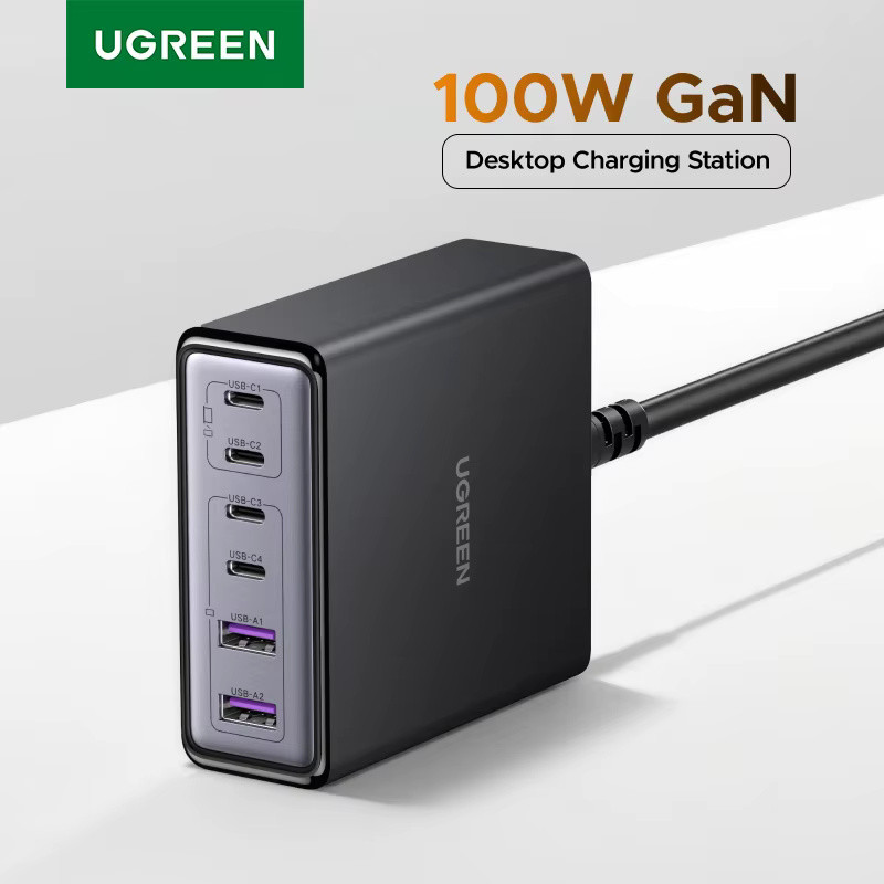 Зарядний пристрій 100 W UGREEN X765 6-Port GaN 100 W Desktop Fast Charger для Macbook Air iPad iPhone 17 16 15 Pro Max Xiaomi - фото 1 - id-p2801204599