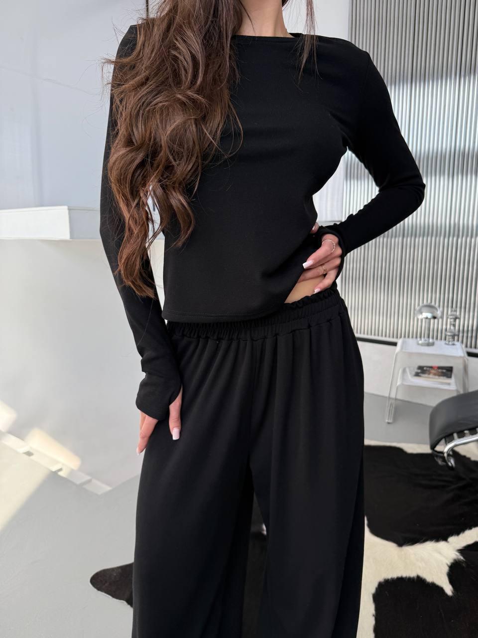 Прогулянковий костюм з термо трикотажу Модель: 1432-284 Колір: чорний, шоколад, фото 1