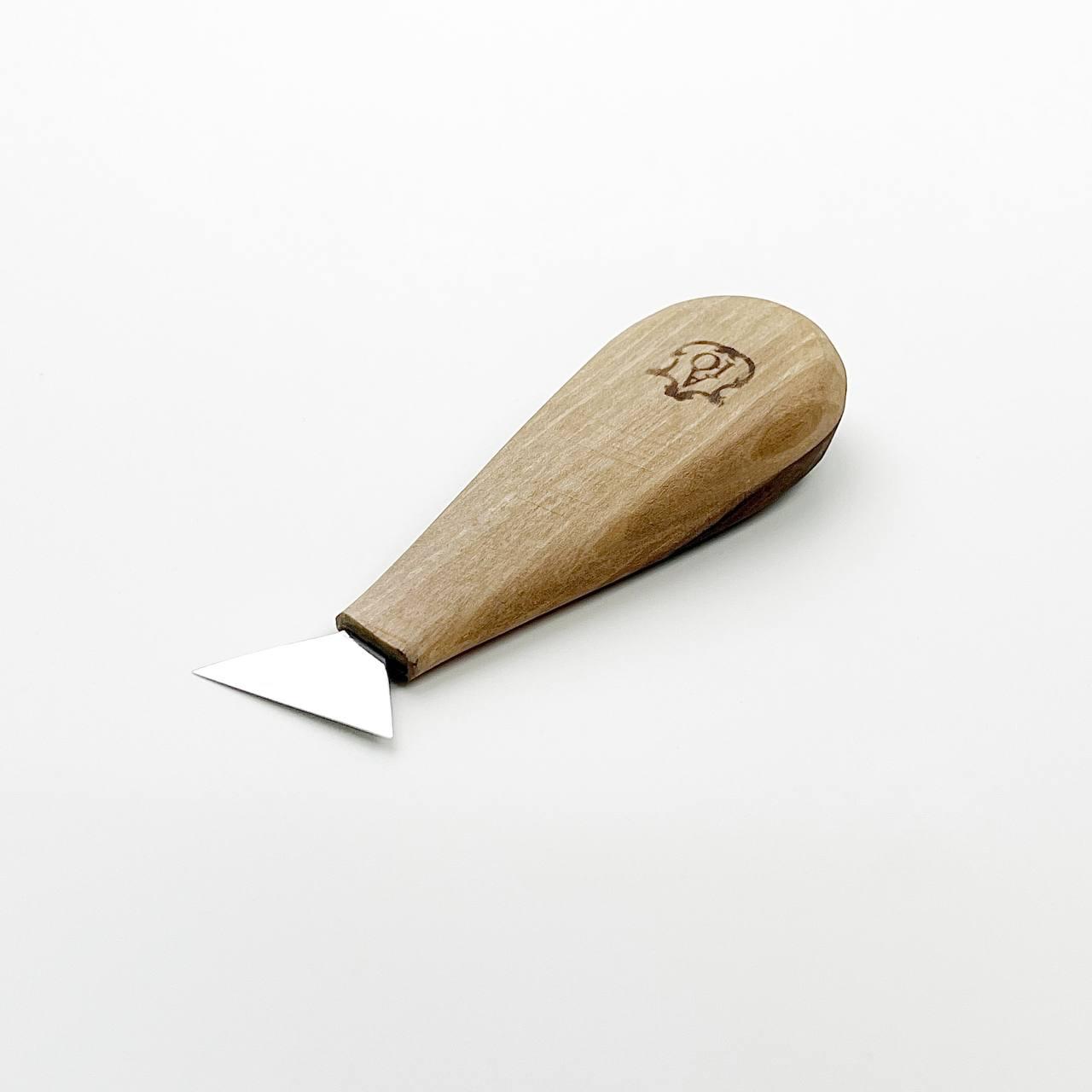 Ніж-флажок косий 30мм Адольф Юр'єв для геометричного різьблення по дереву, фото 1