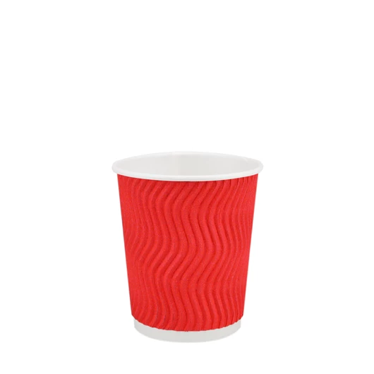 Стакан паперовий 180 мл подвійний гофро Wave червоний Ø 70 мм, 20 шт.
