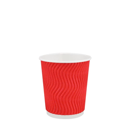 Стакан паперовий 180 мл подвійний гофро Wave червоний Ø 70 мм, 20 шт., фото 1