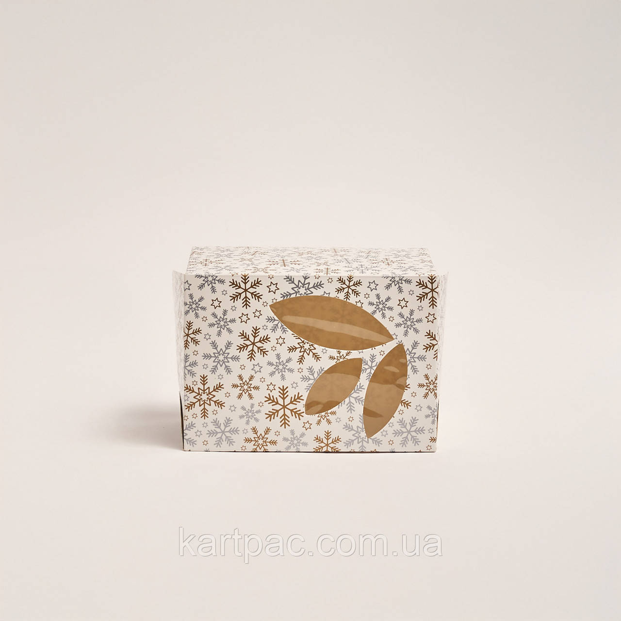 Коробка для кондитерських виробів із віконцем 120*85*90 зима, фото 1