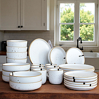 Сервіз із керамічного посуду Ardesto Midori, білий 30 предметів