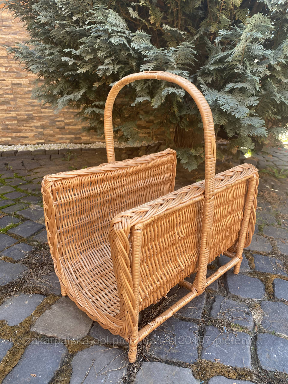 Кошик для дров на ніжках в натуральному кольорі, фото 1