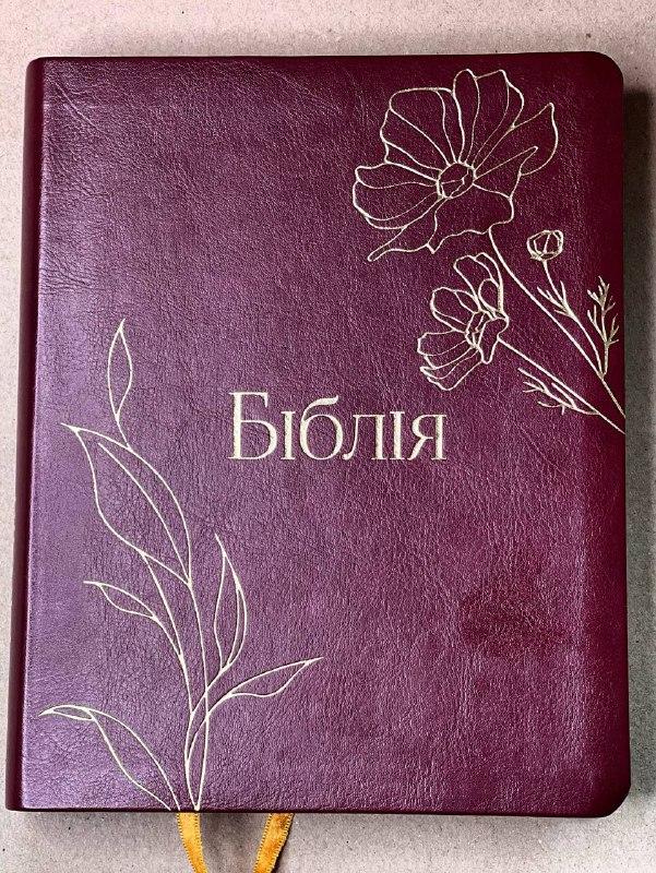 Біблія вишневого кольору з полями для нотаток,18х22 см, сучасний переклад Турконяка, шкірзамінник, без замочка, фото 1