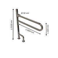 Поручень для людей з інвалідністю (МГН) подвійний INVO відкидний з кріпленням у підлогу на нозі