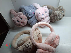 Дитячі теплі хутряні навушники (Котик), 1 шт