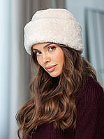 Шапка жіноча тепла Teddy Lux букле з каракуля молочна