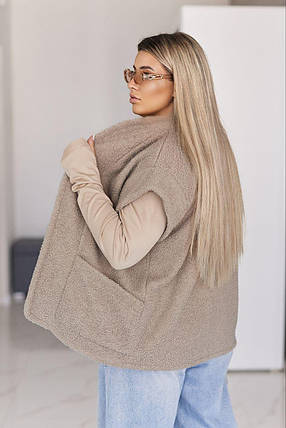 Жіноча жилетка барашек на флісі великого розміру батал Україна Розміри: 50-52, 54-56, 58-60, 62-64, фото 2