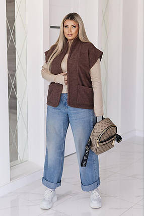 Жіноча жилетка барашек на флісі великого розміру батал Україна Розміри: 50-52, 54-56, 58-60, 62-64, фото 2