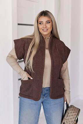 Жіноча жилетка барашек на флісі великого розміру батал Україна Розміри: 50-52, 54-56, 58-60, 62-64, фото 1