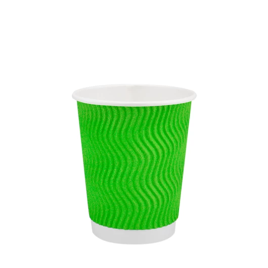 Стакан паперовий 250 мл подвійний гофро Wave зелений Ø 76 мм, 15 шт.