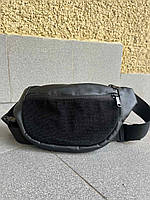 Бананка з велкро чорна еко шкіра 32*15*5 см