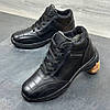 Зимові чоловічі шкіряні черевики, кросівки чорні утеплені з натуральної шкіри на хутрі на зиму для чоловіків, розмір 40-45, фото 5