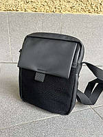 Сумка через плече з велкро чорна еко шкіра 21*17*5 см