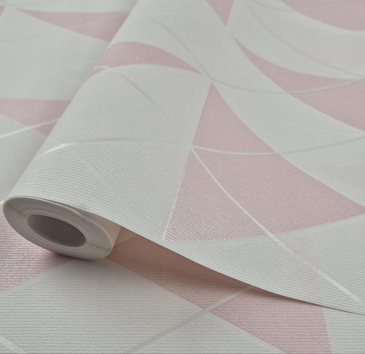 Шпалери вінілові на флізеліні 0.53 × 10.05 м Marburg 81969, білі з рожевим — для спальні, дитячої, вітальні, фото 1