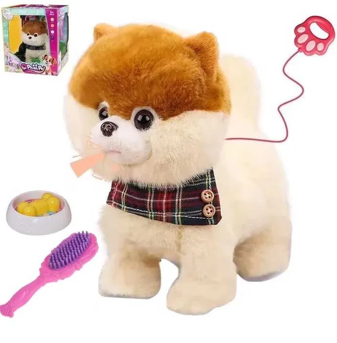 Іграшка собачка на пульті/інтерактивний песик для гри з вихованцем Аксесуари повідець ходить гавка, фото 1