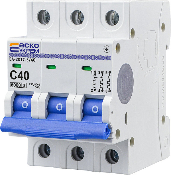Автоматичний вимикач УКРЕМ ВА-2017/С 3р 40А АСКО, фото 1