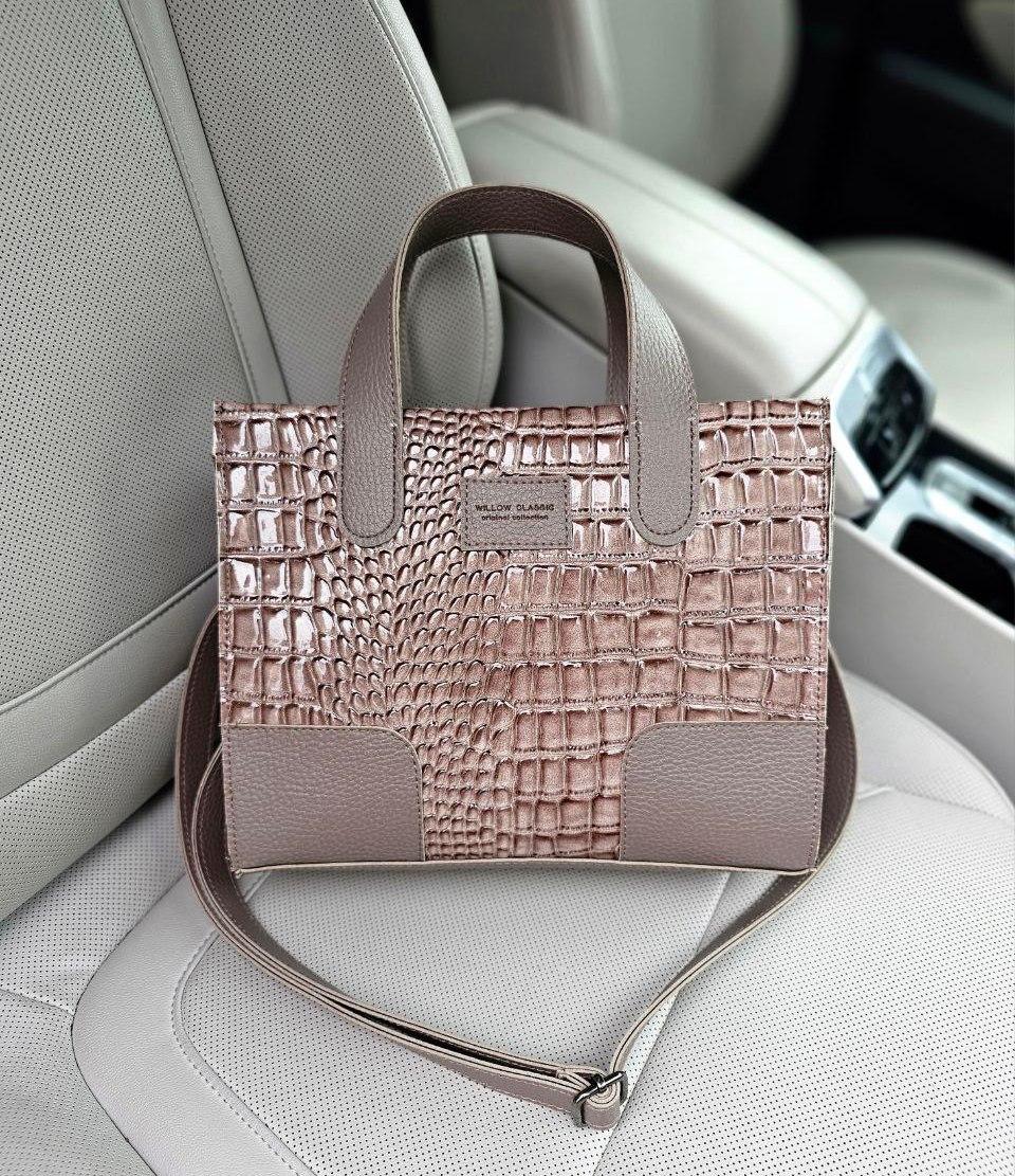 Сумка жіноча середнього розміру класична моко рептилія екошкіра