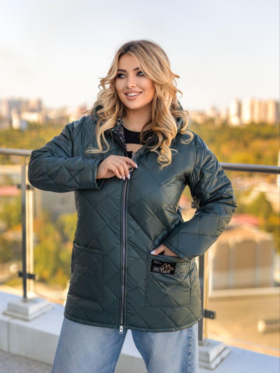 Демісезонна жіноча куртка великого розміру Розміри: 54-56, 58-60, 62-64